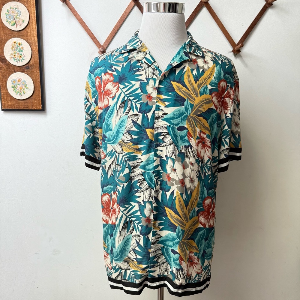 Zara Tropical Floral Hawaiian Shirt